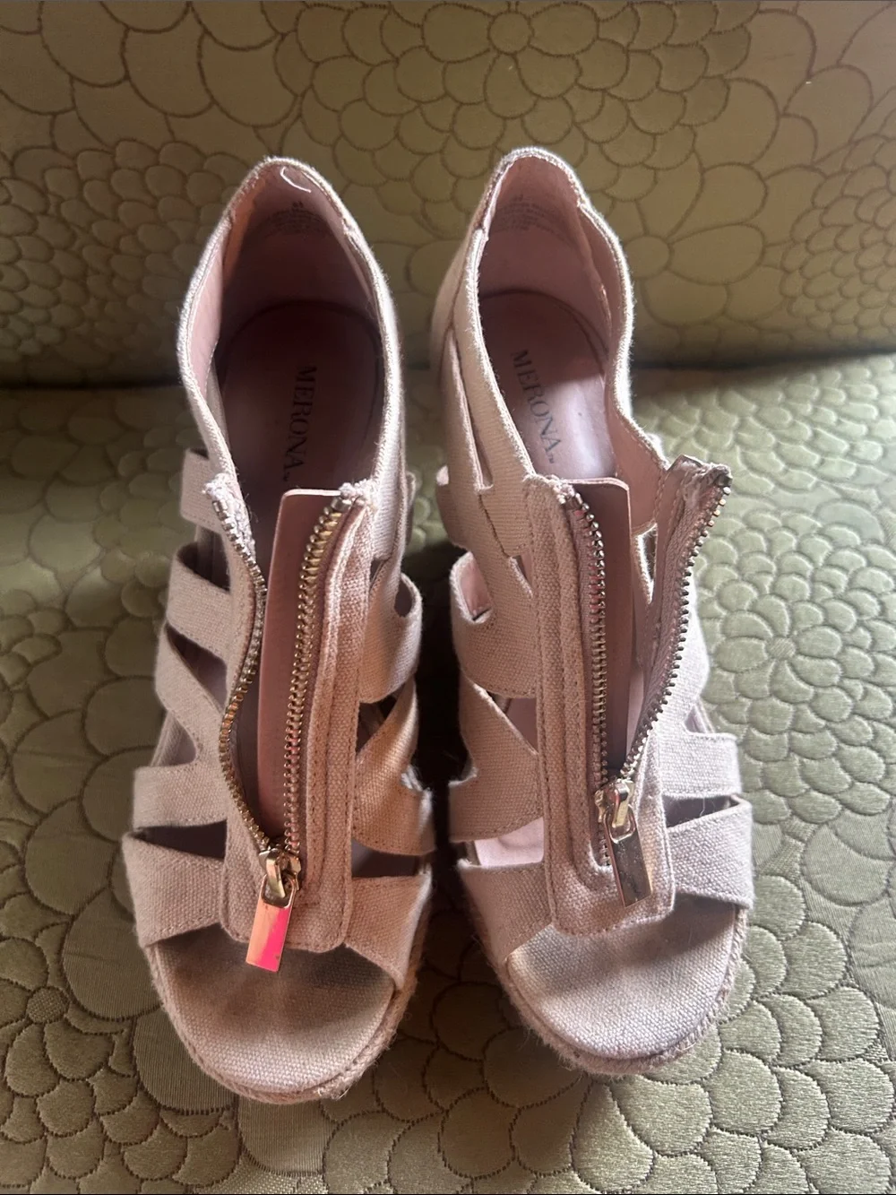Merona Blush Pink Front-Zip Wedge Sandals